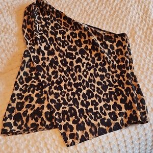 Leopard Print One Shoulder Shirt Size Medium